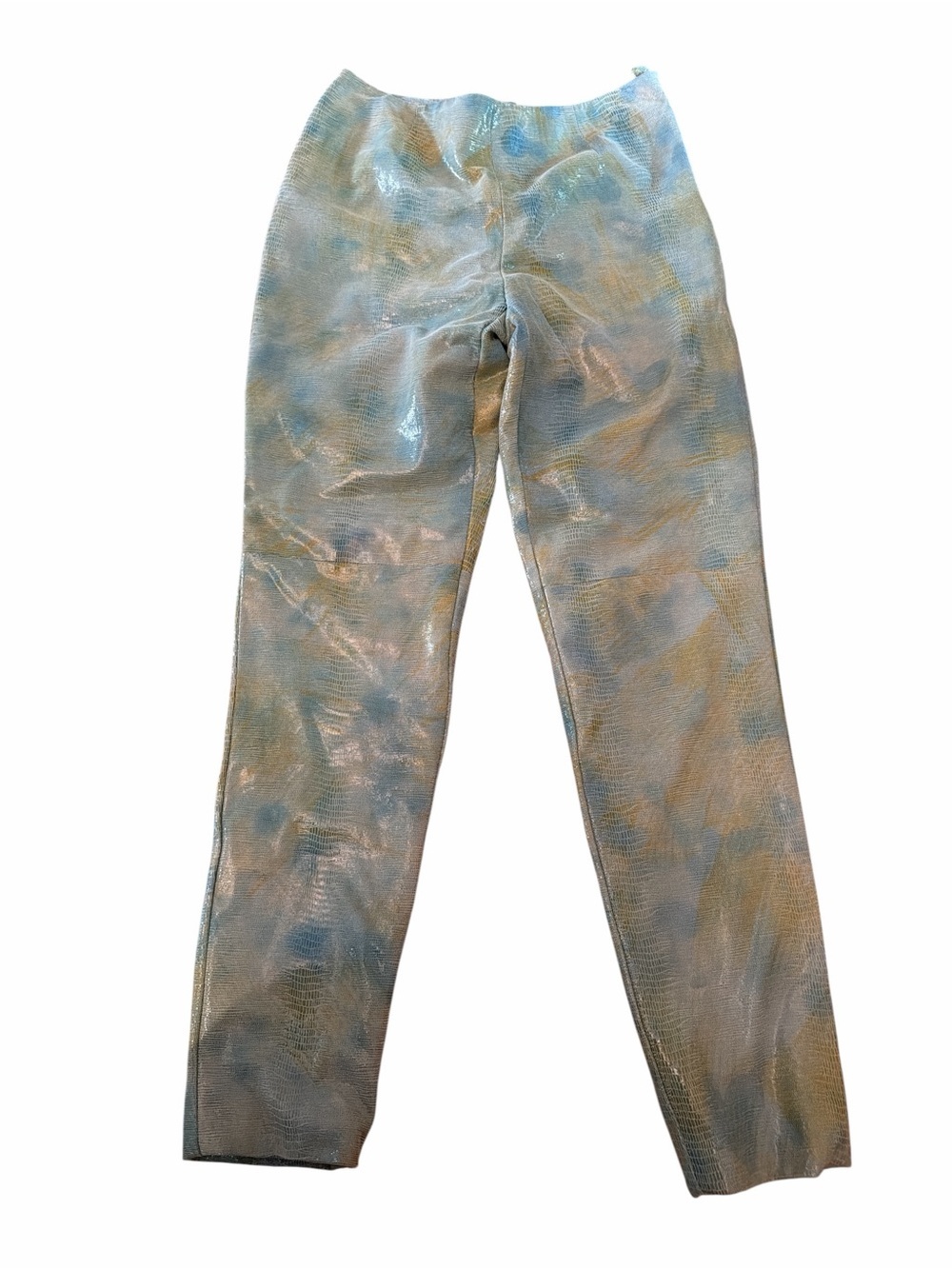 Dana Buchman Blue and Green Cropped Pants Leather Sz 8
